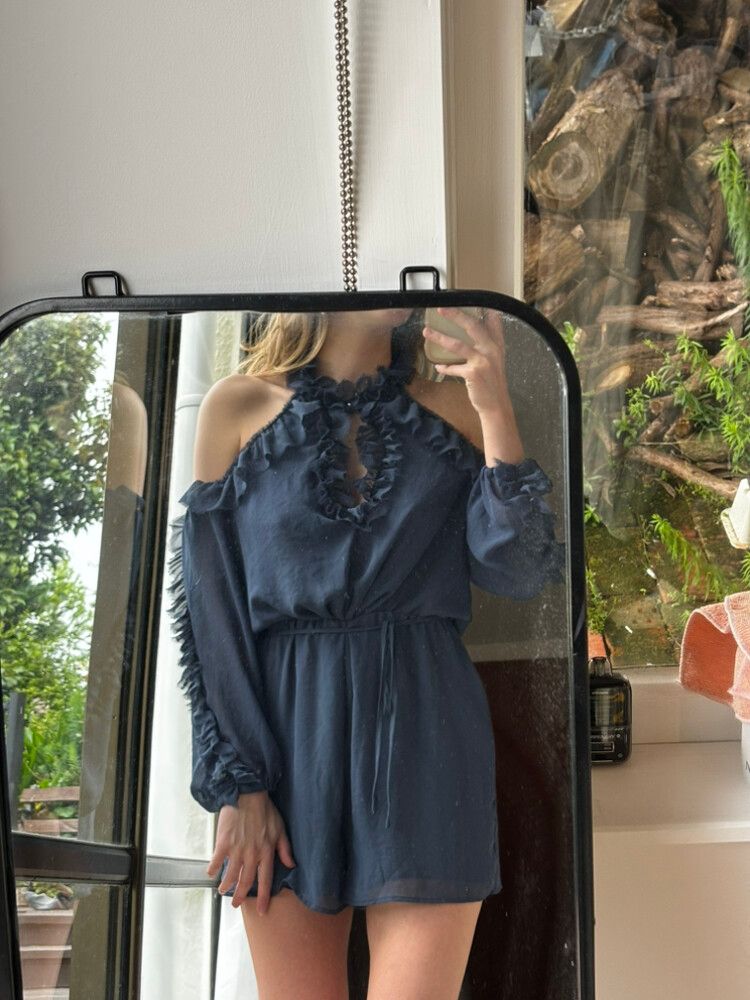 RUBY Ruffled Blue Playsuit