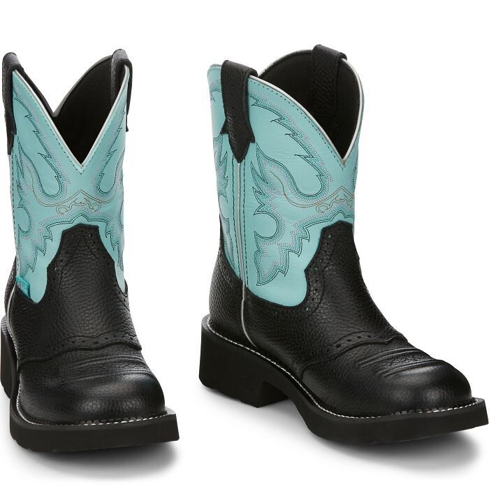 Justin Gypsy leather western boots cowgirl cowboy size 6.5 blue black casual festival boho hippie maximalist dopamine dressing Swiftie