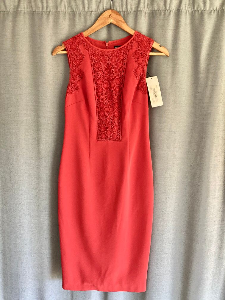 Karen Millen Red Lace Detail Dress