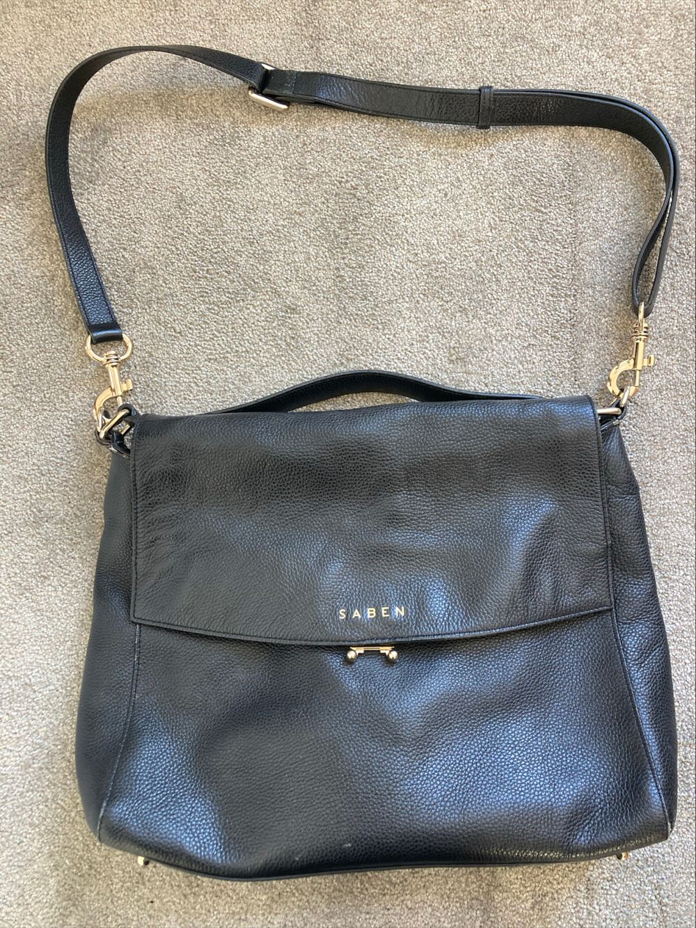 Saben Black Leather Shoulder Bag