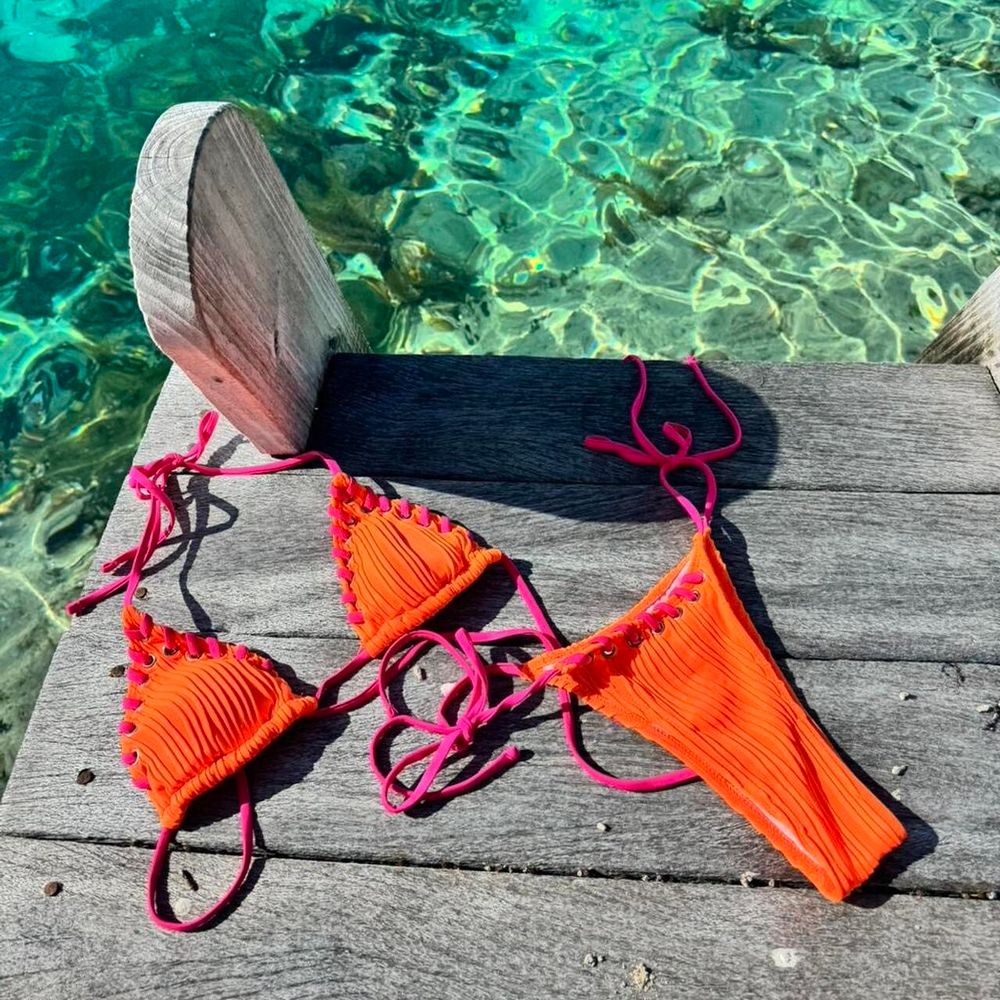 Orange And Pink Bikini Set