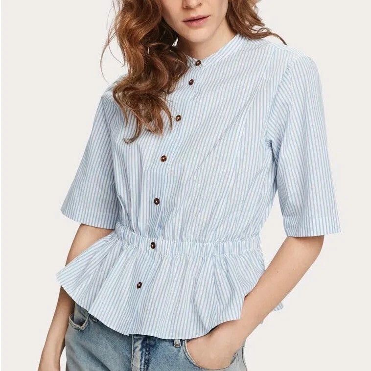 Scotch & Soda ‘Classics Le Favori’ Striped Peplum Shirt