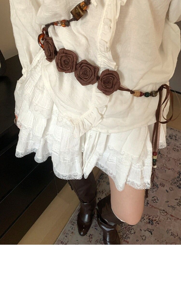 Brand New Y2K Style Brown Rose Flower Belt
