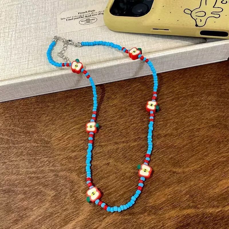 Brand New Cute Colorful Y2K Apple Beaded Necklace