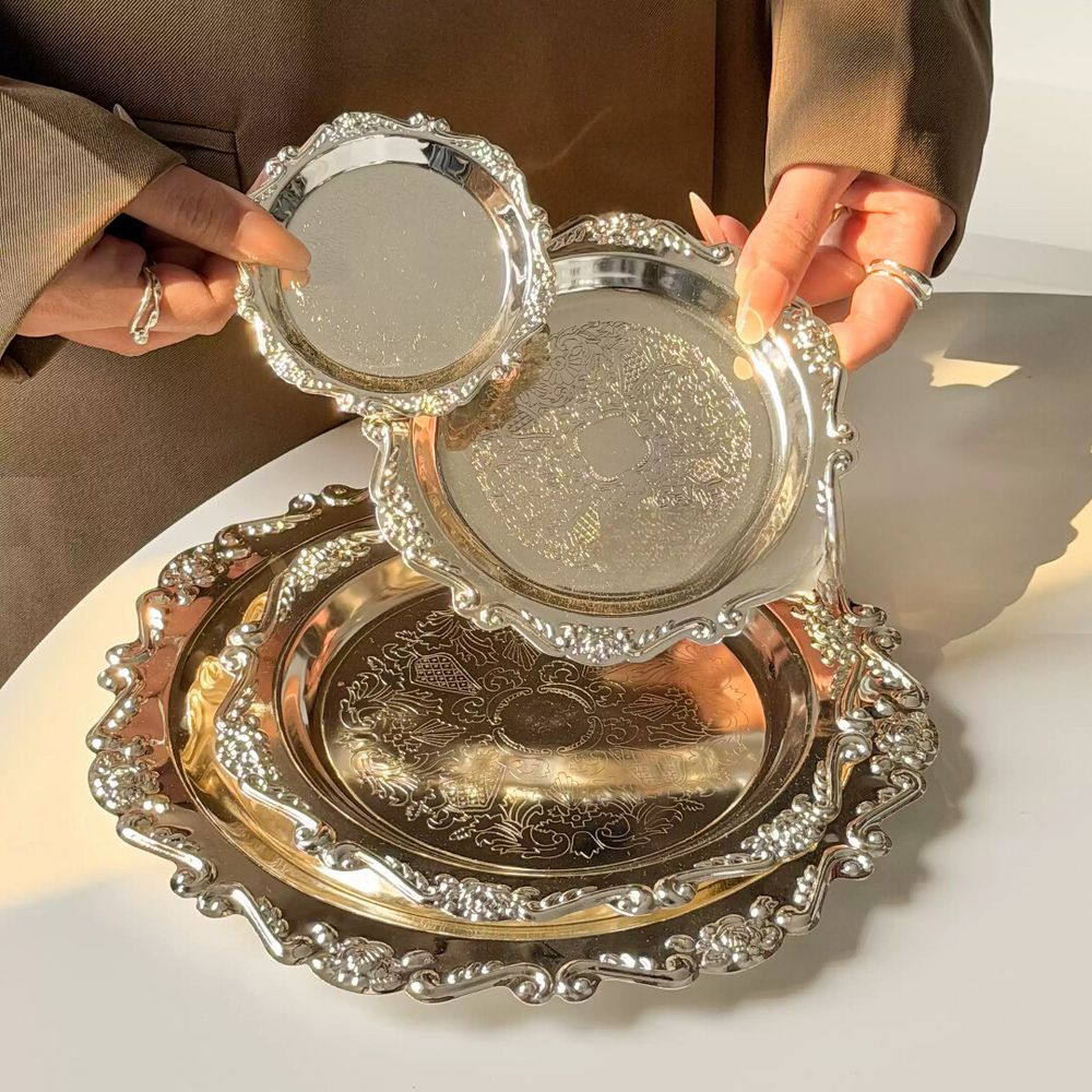 Brand New Vintage Style Edge Silver Trinket Small Plate