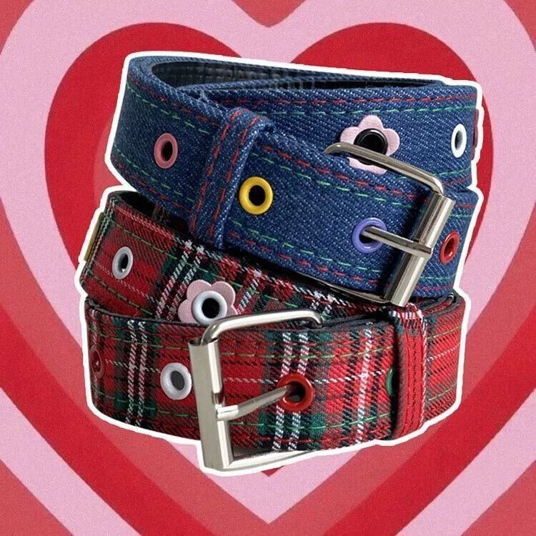 Brand New Y2K Navy Denim Flower Accent Belt