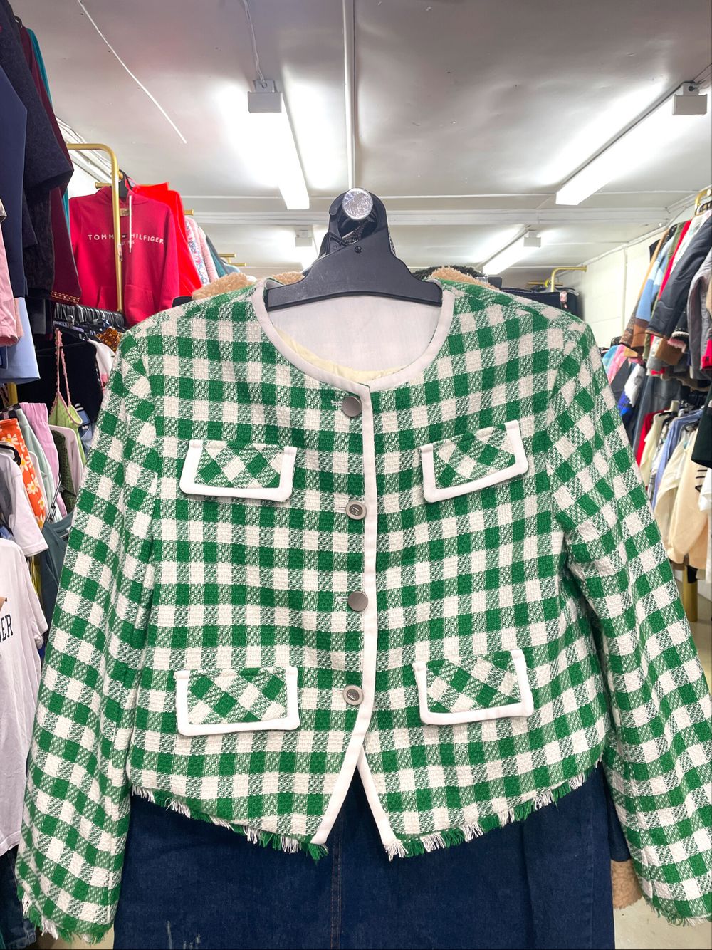 Brand New Green Checkered Round Collar Jacket Size 8