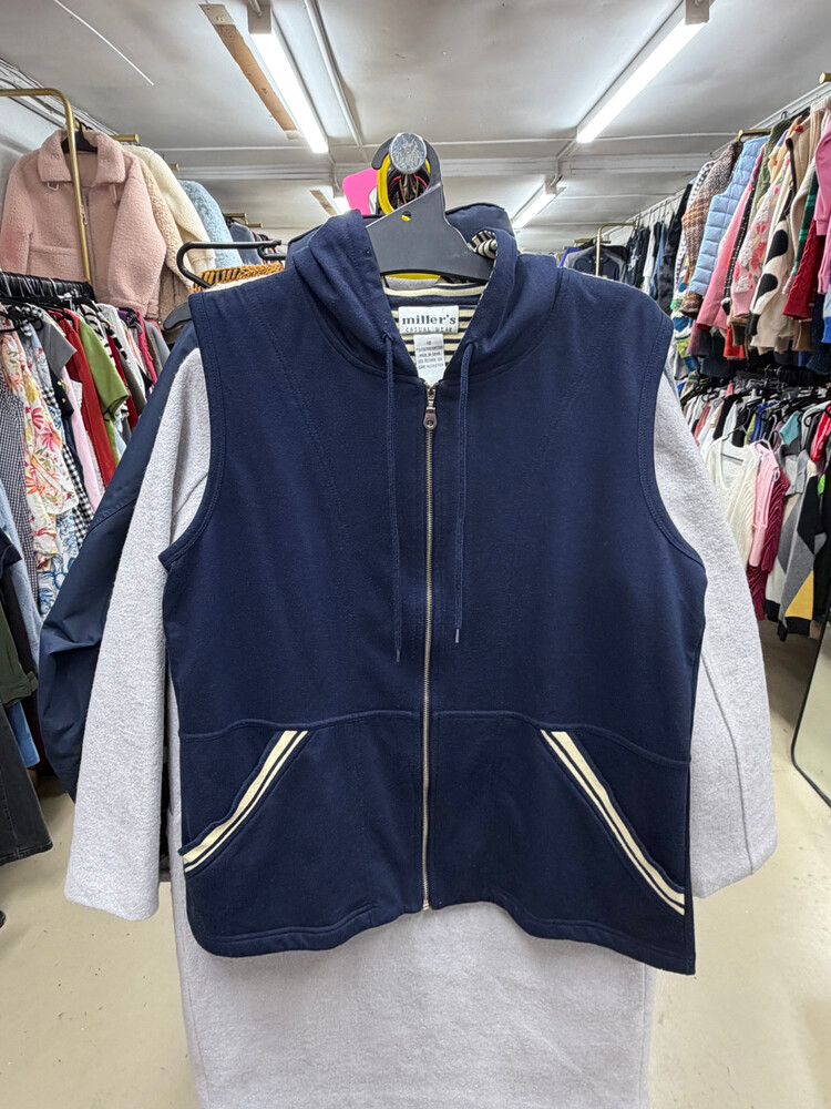 Great Navy And Grey Hooded Zip Jacket Size 12