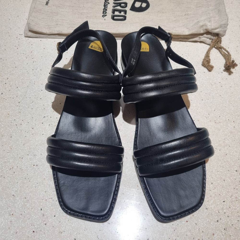 Bared Size 42 ( Au 11 ) Scaup Black Leather Sandals Brand New