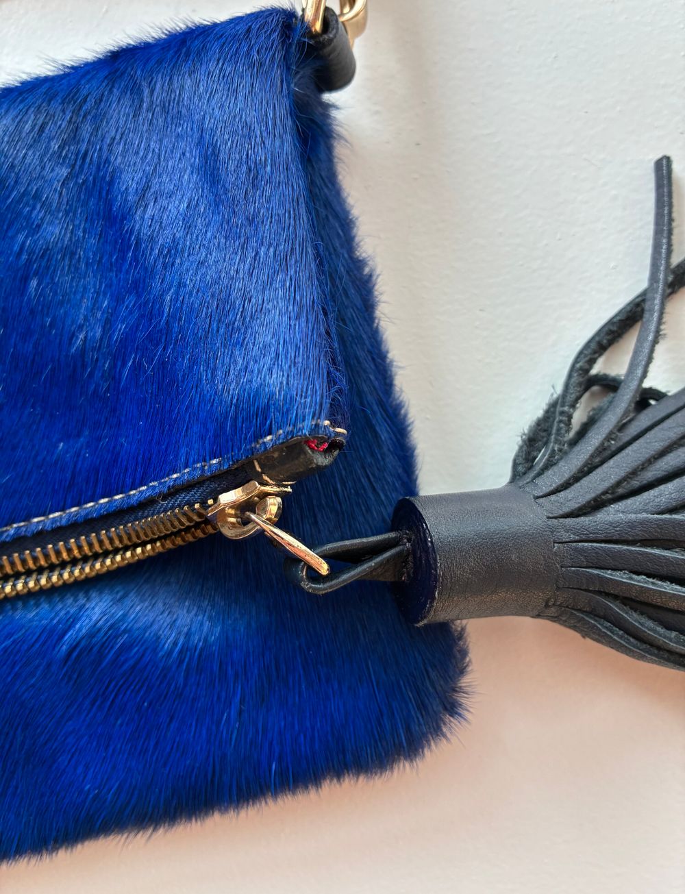 Carolina Lifestyle Electric Blue Hair-on Cowhide Foldover Crossbody