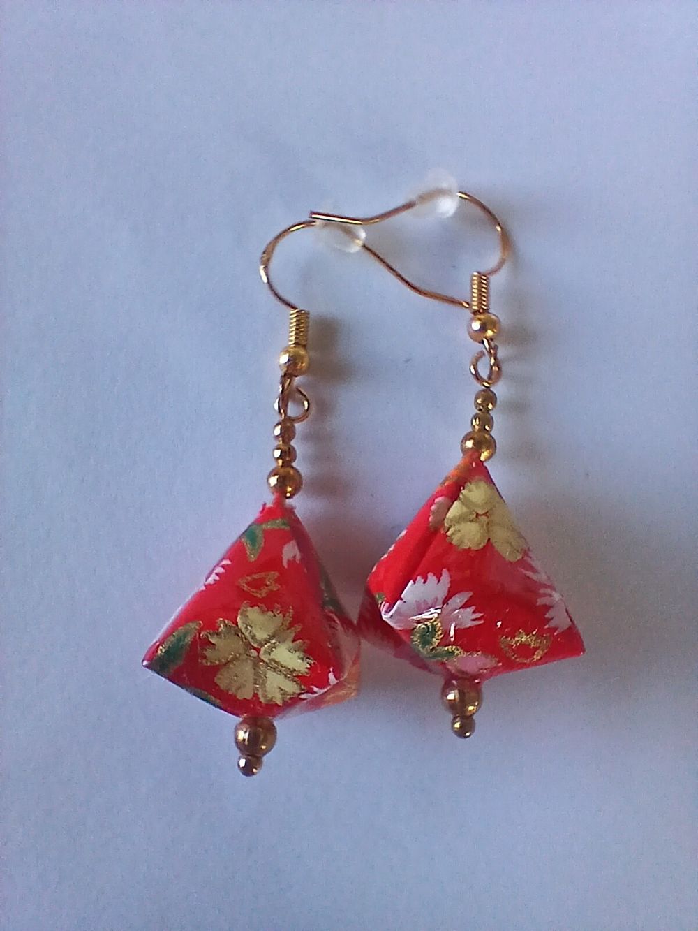 Japanese Red Blossom Artisan Earrings