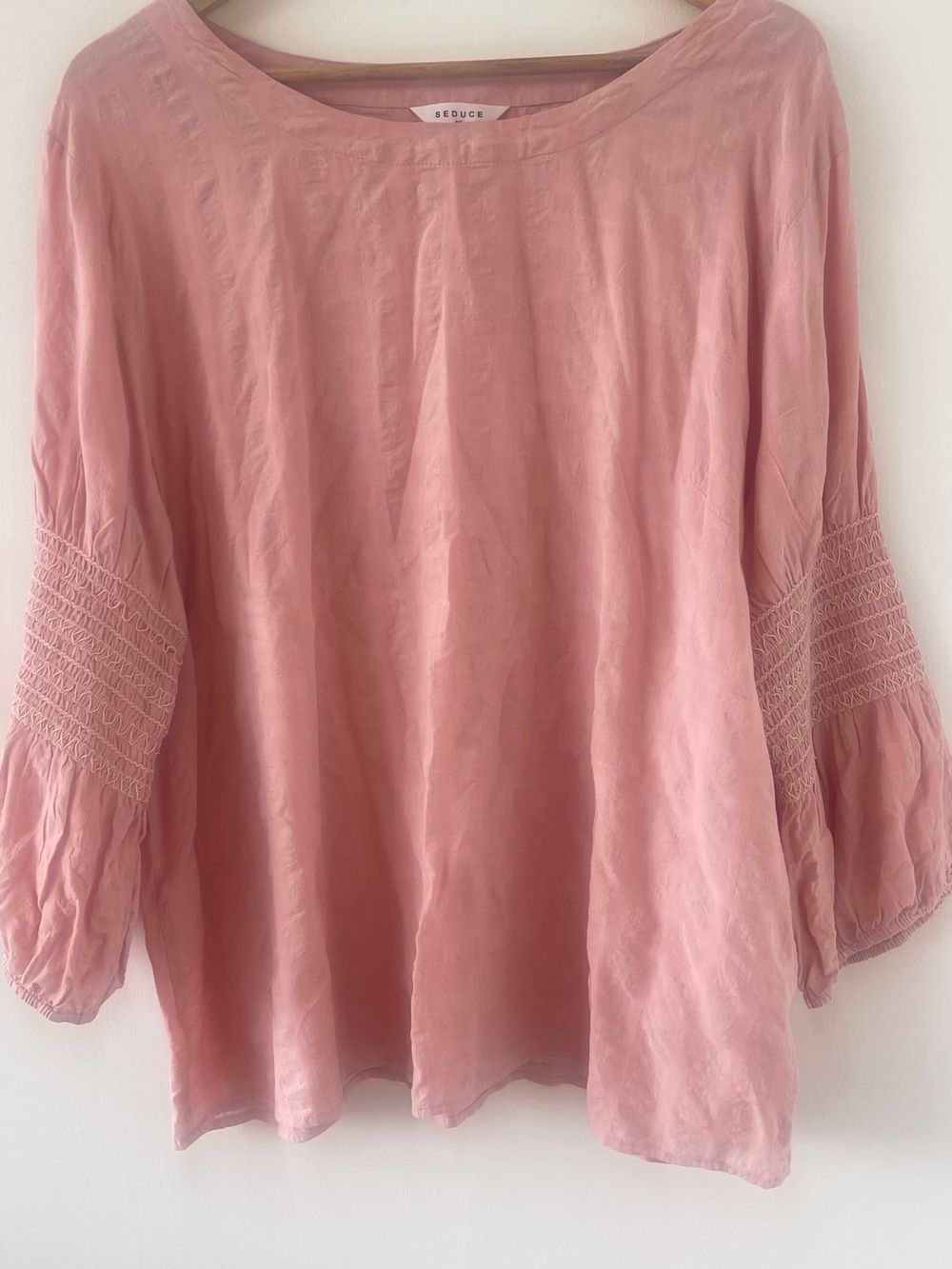 Seduce Pink Smocked Sleeve Blouse