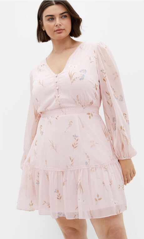 City Chic Pink Kiki Floral Mini Dress