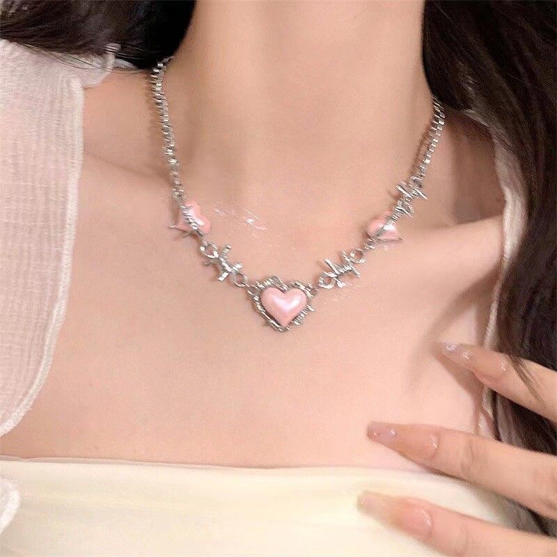 Brand New Top Seller [Full of LOVE HEART] Pink Necklace