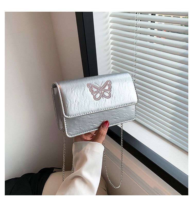 Brand New Silver Butterfly Shoulder Bag with Chain