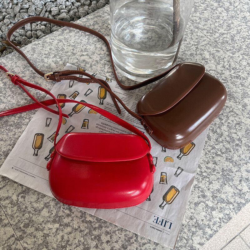 Brand New Sleek Brown Hard Body Shape Bag With Strap