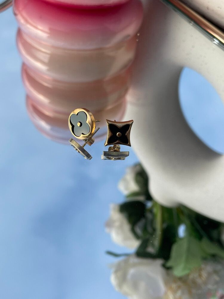 Brand New Black & Gold Classic Logo Earrings