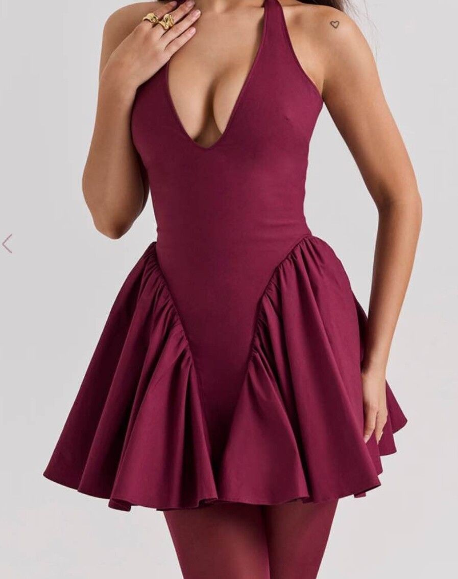NEW House of cb burgundy halter mini dress