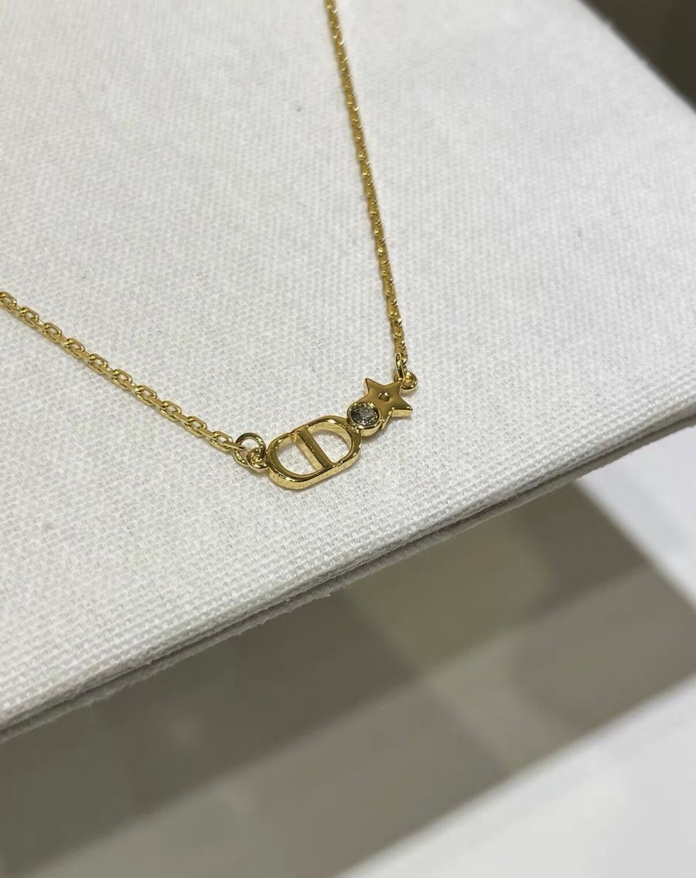 Dior Gold Tone Necklace Star CD Tags