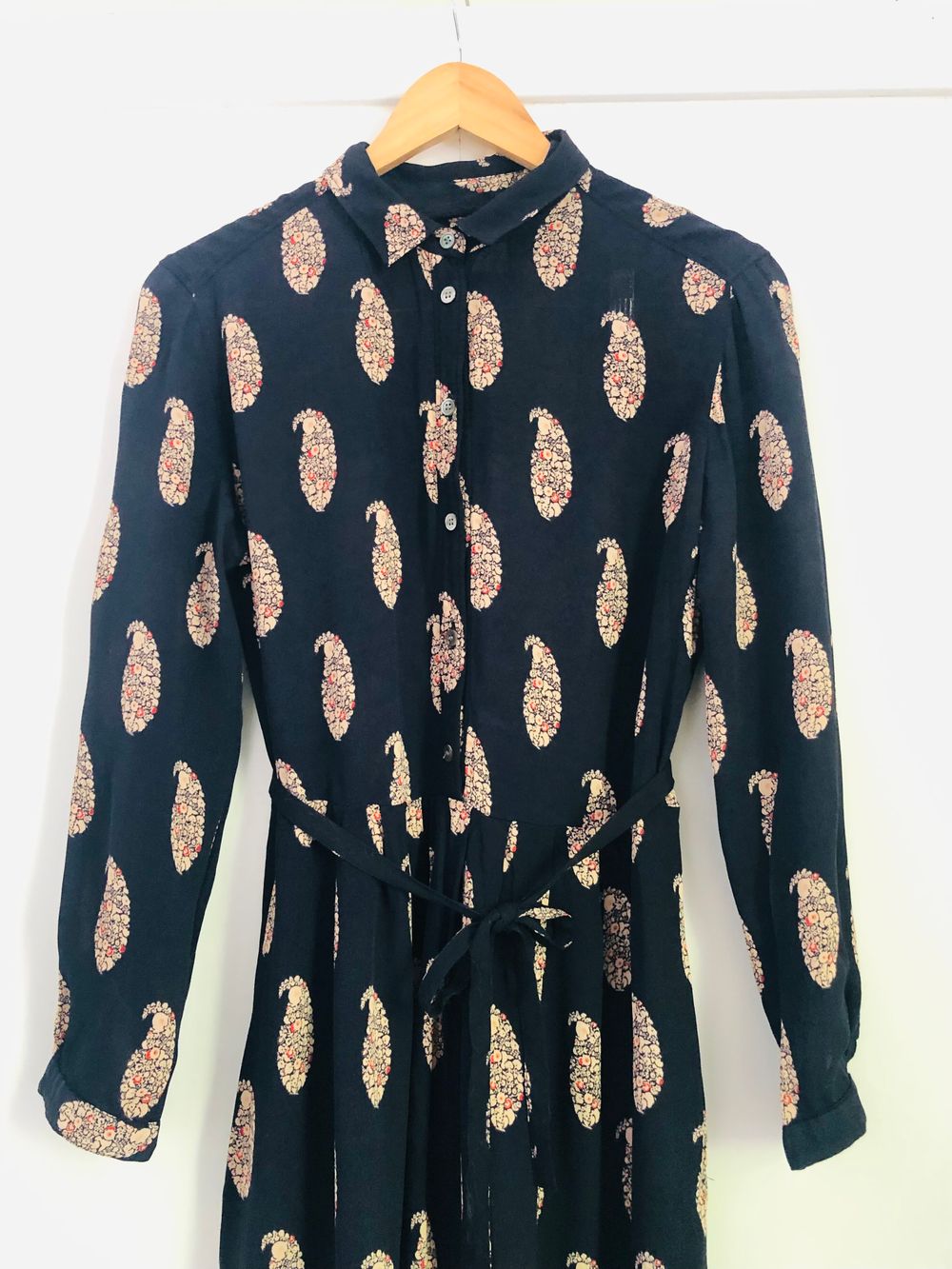 Toast Navy Blue Paisley Midi Dress