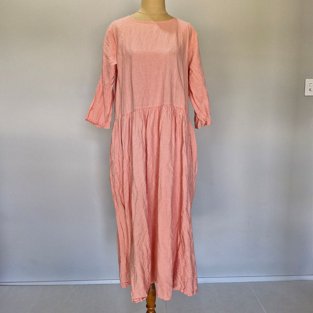 Gorman Coral Pink Linen Blend Oversized Smock Dress Size 8