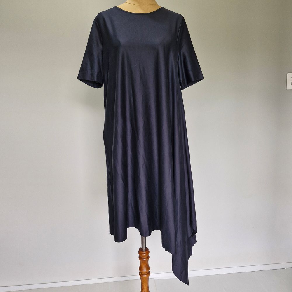 COS Navy Blue Cotton Asymmetric Short Sleeve Oversized Shirt Dress Size S