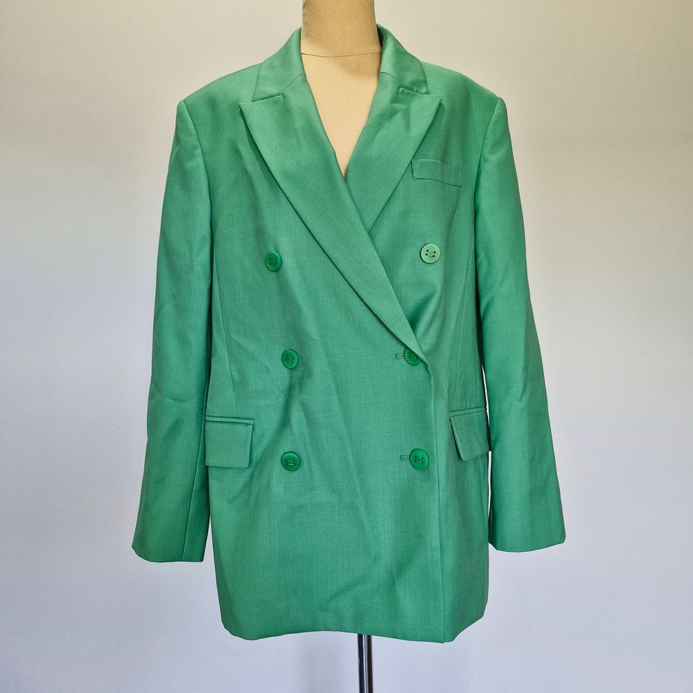 Country Road Green Wool Blend Double Breasted Blazer Size 12