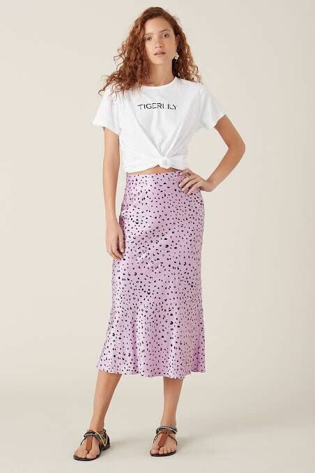 Tigerlily Pinia Silk Blend Midi Skirt