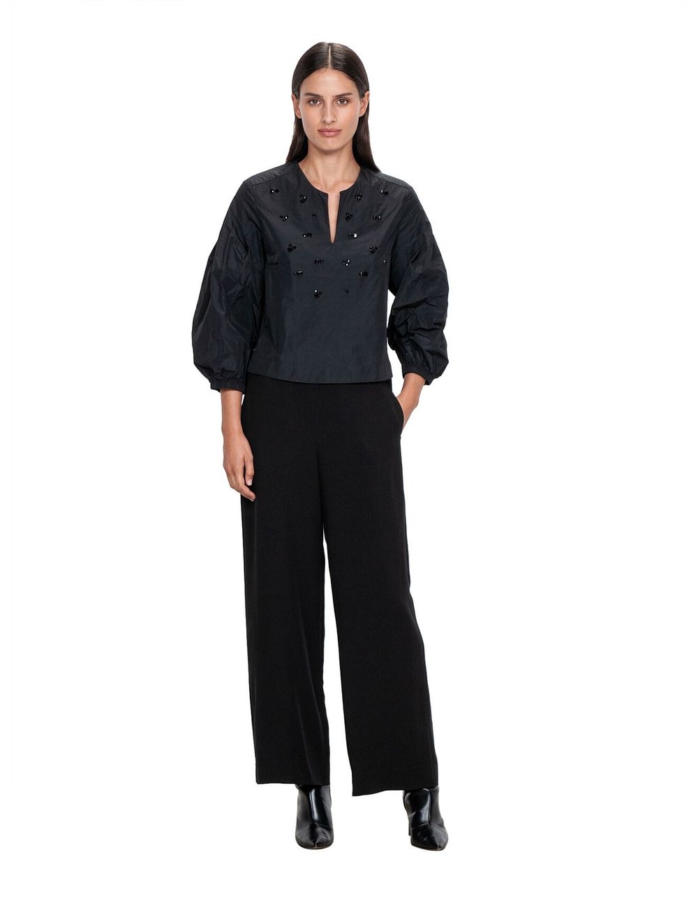 Veronika Maine European Taffeta Embellished Top