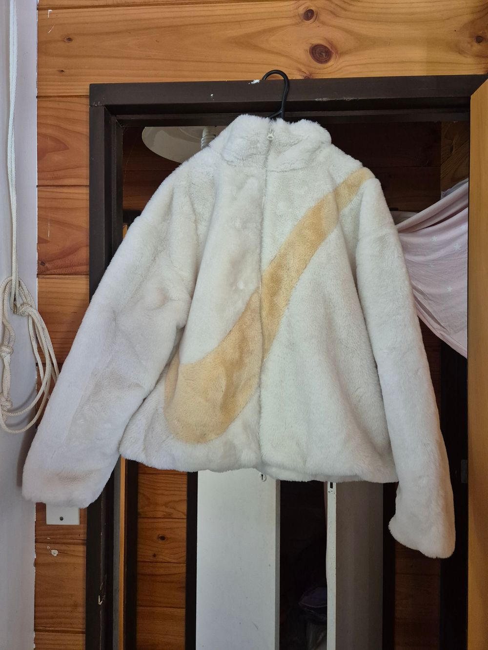 nike white fur jacket