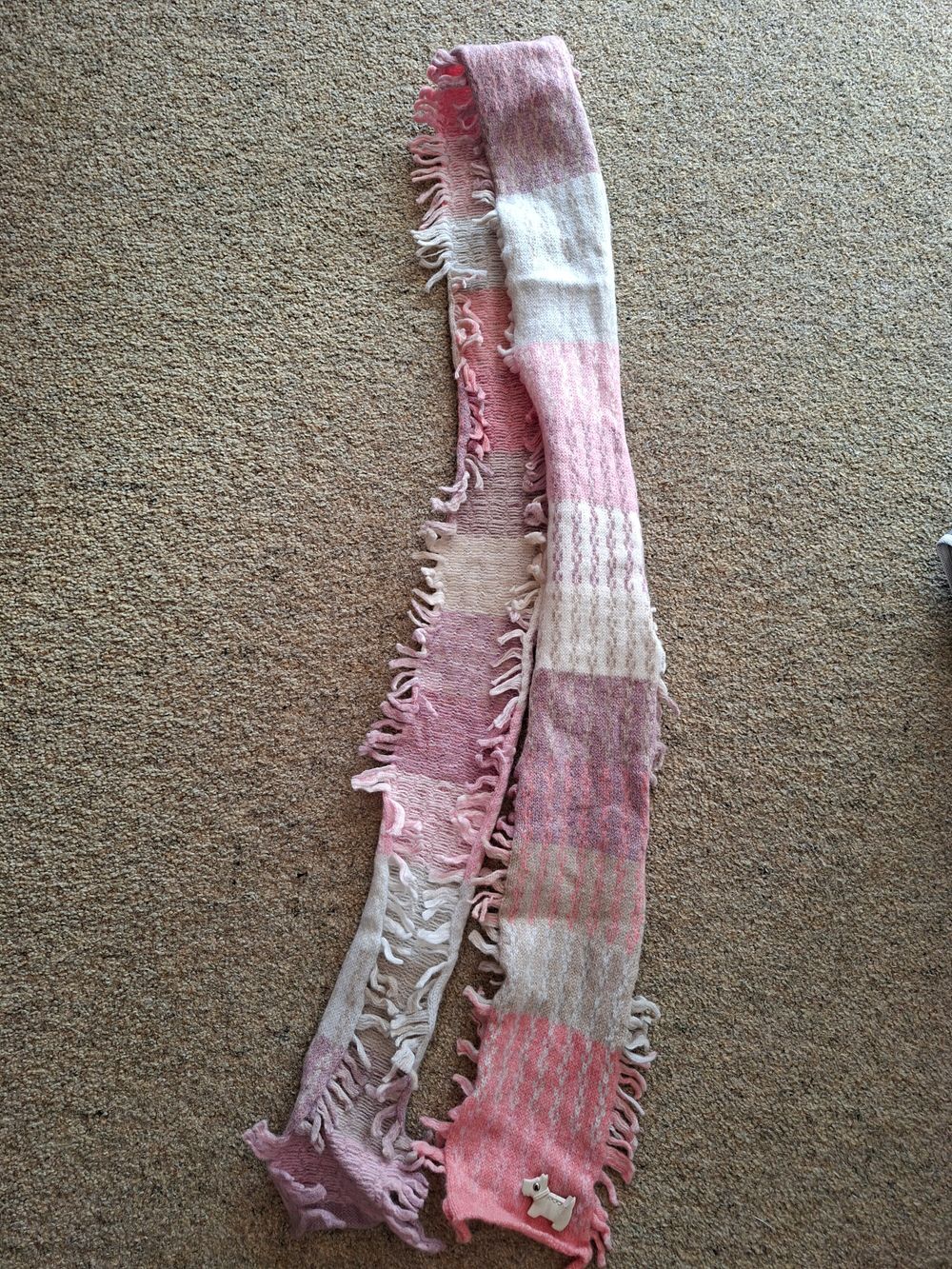 Pink and White Radley London Merino Checkered Scarf