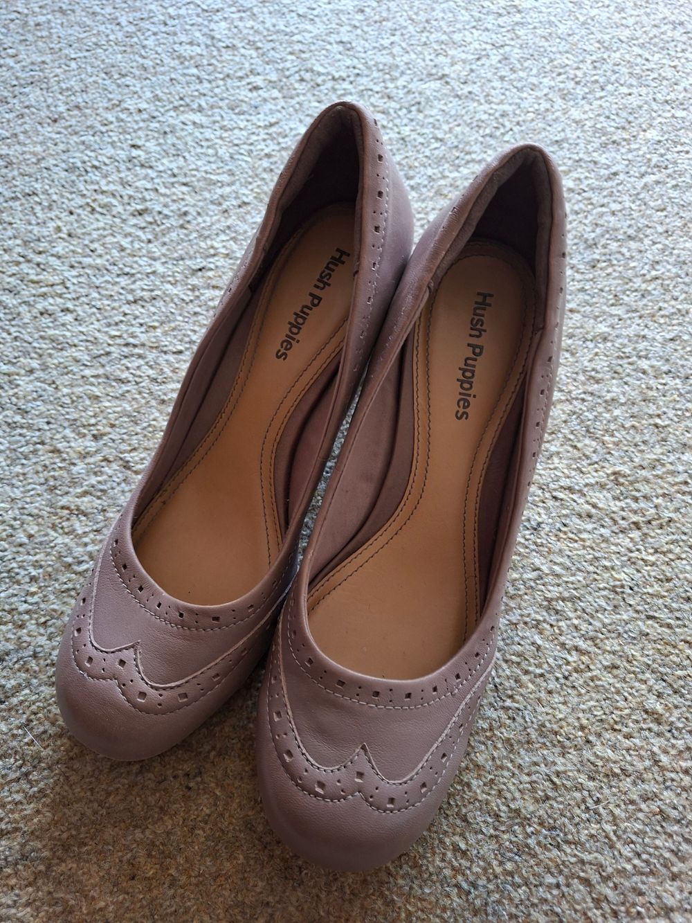 Hush Puppies Dusty Pink Brown Brogue Heels