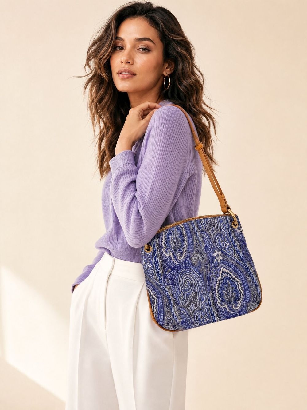Authentic Vintage ETRO Milano Paisley Crossbody Bag - Blue/Purple Coated Canvas
