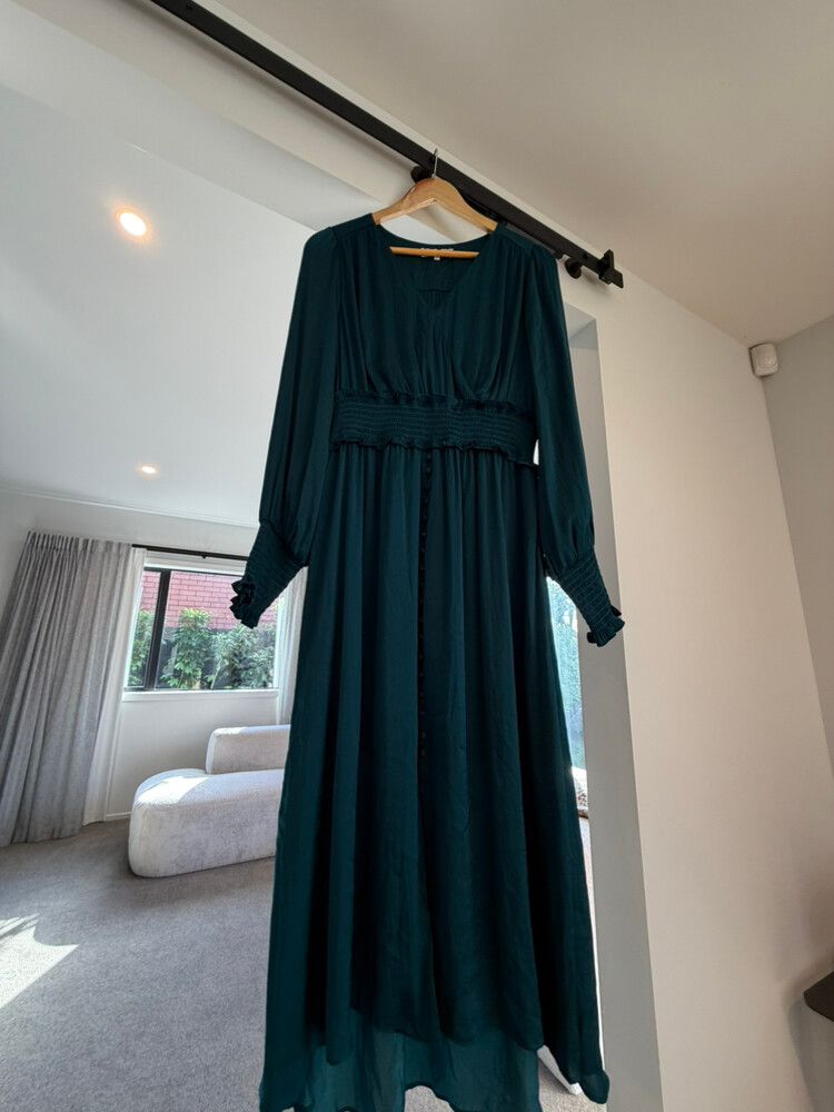 Oliver Black Green Long Sleeve Dress
