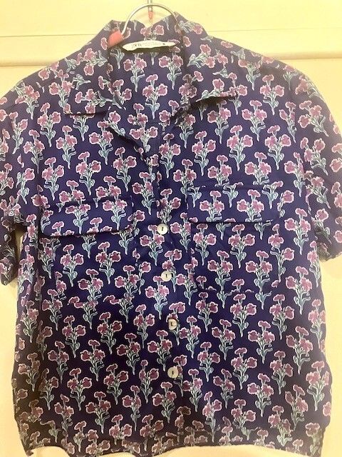 Zara block print cotton top