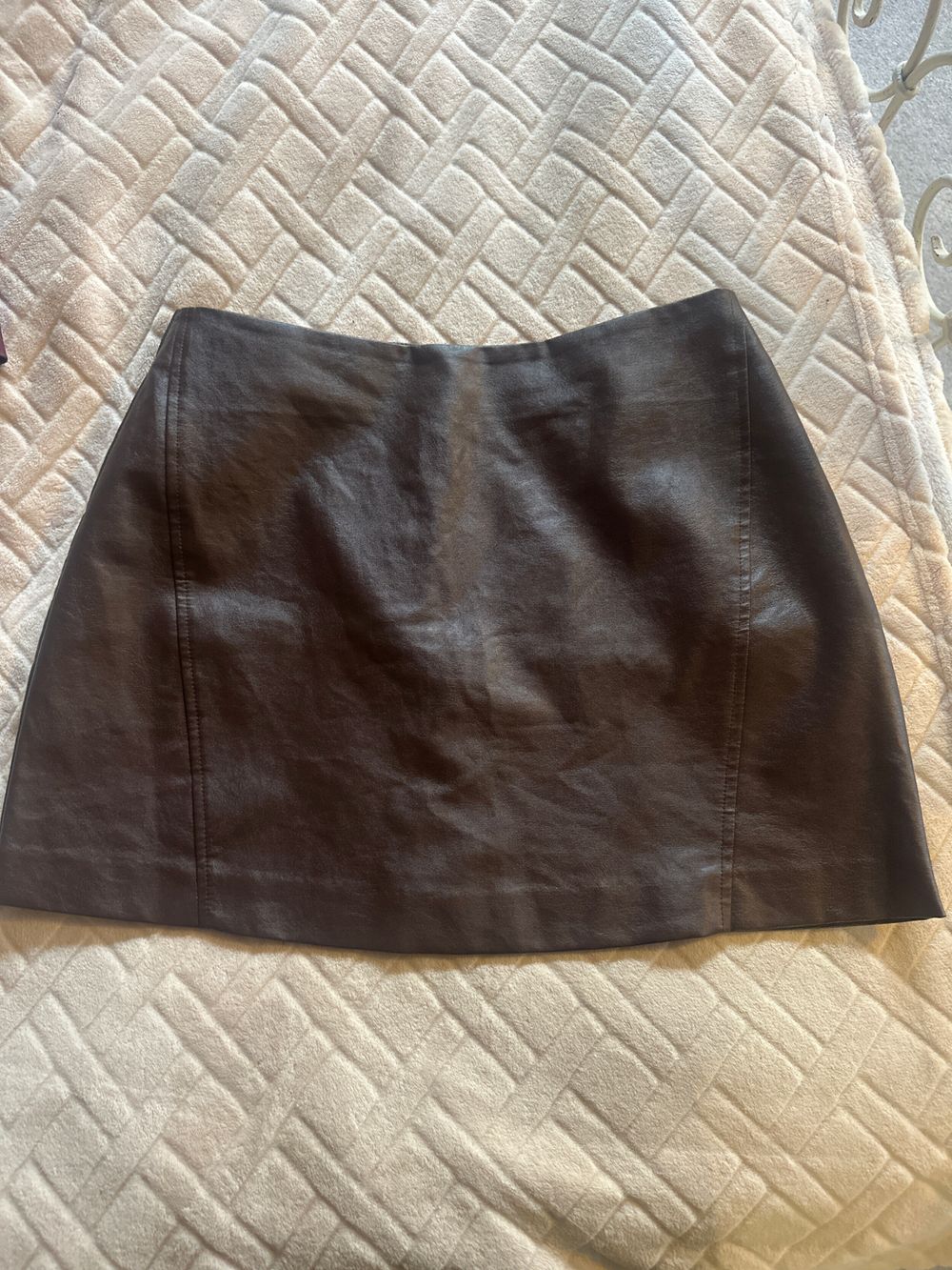 Atmos&Here Brown Faux Leather Skirt