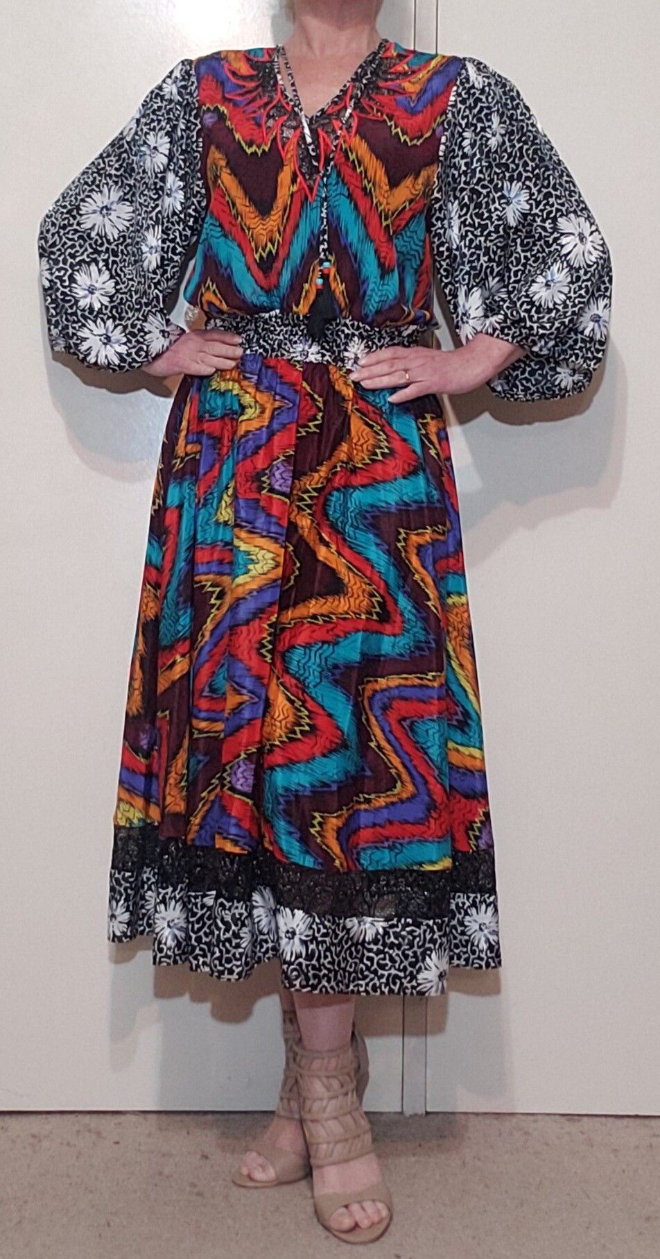 Vintage Boho 80s Designer Dress