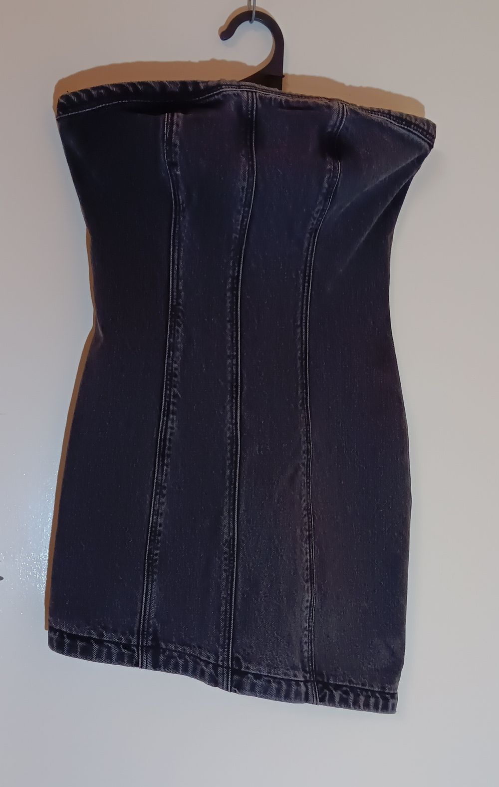 ABRAND Label Black Denim Strapless Mini Dress