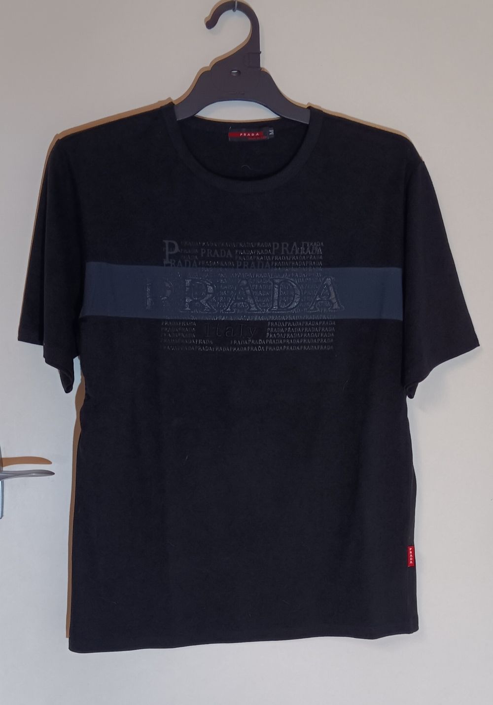 PRADA Label Black TShirt with Prada Logo