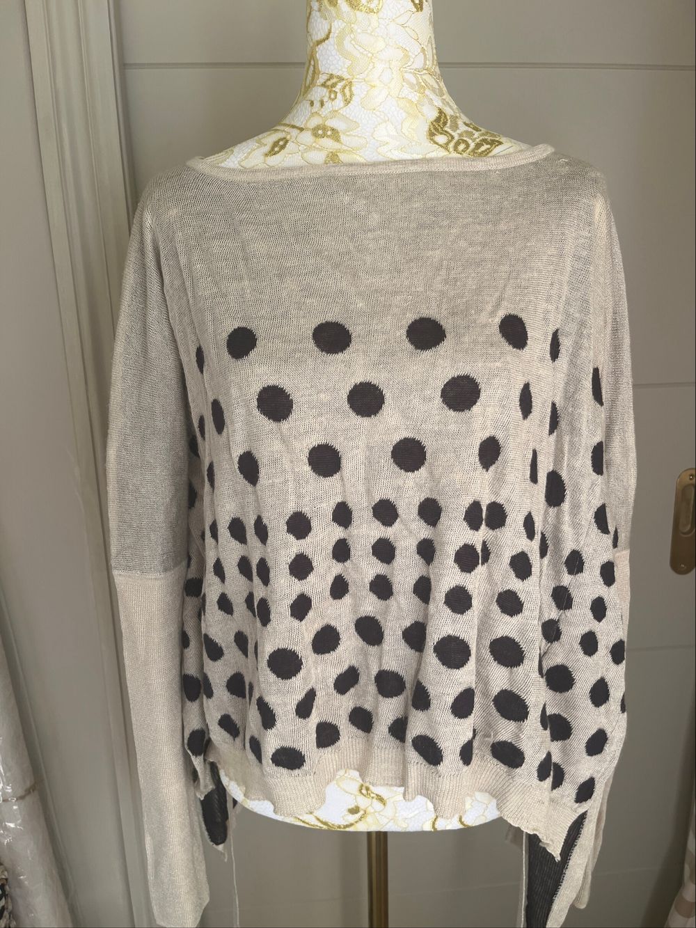 TAYLOR Cream Polka Dot Linen Knit Jumper