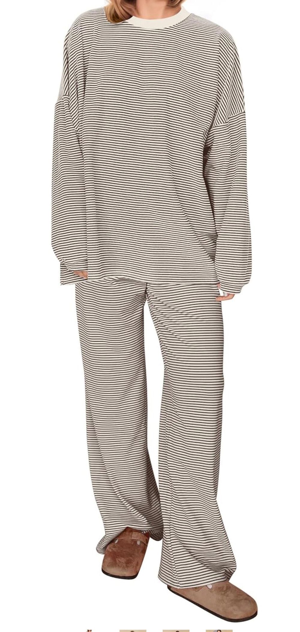 Amazon US striped lounge set Brown/ White striped
