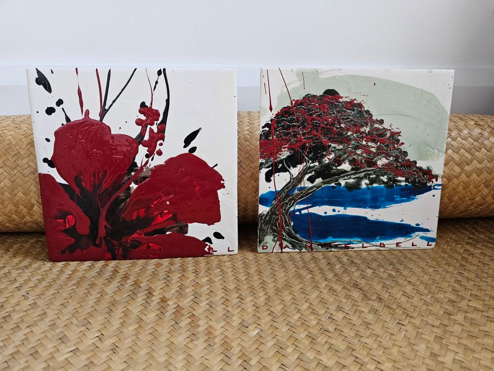 2 original Daniel Bell tile paintings