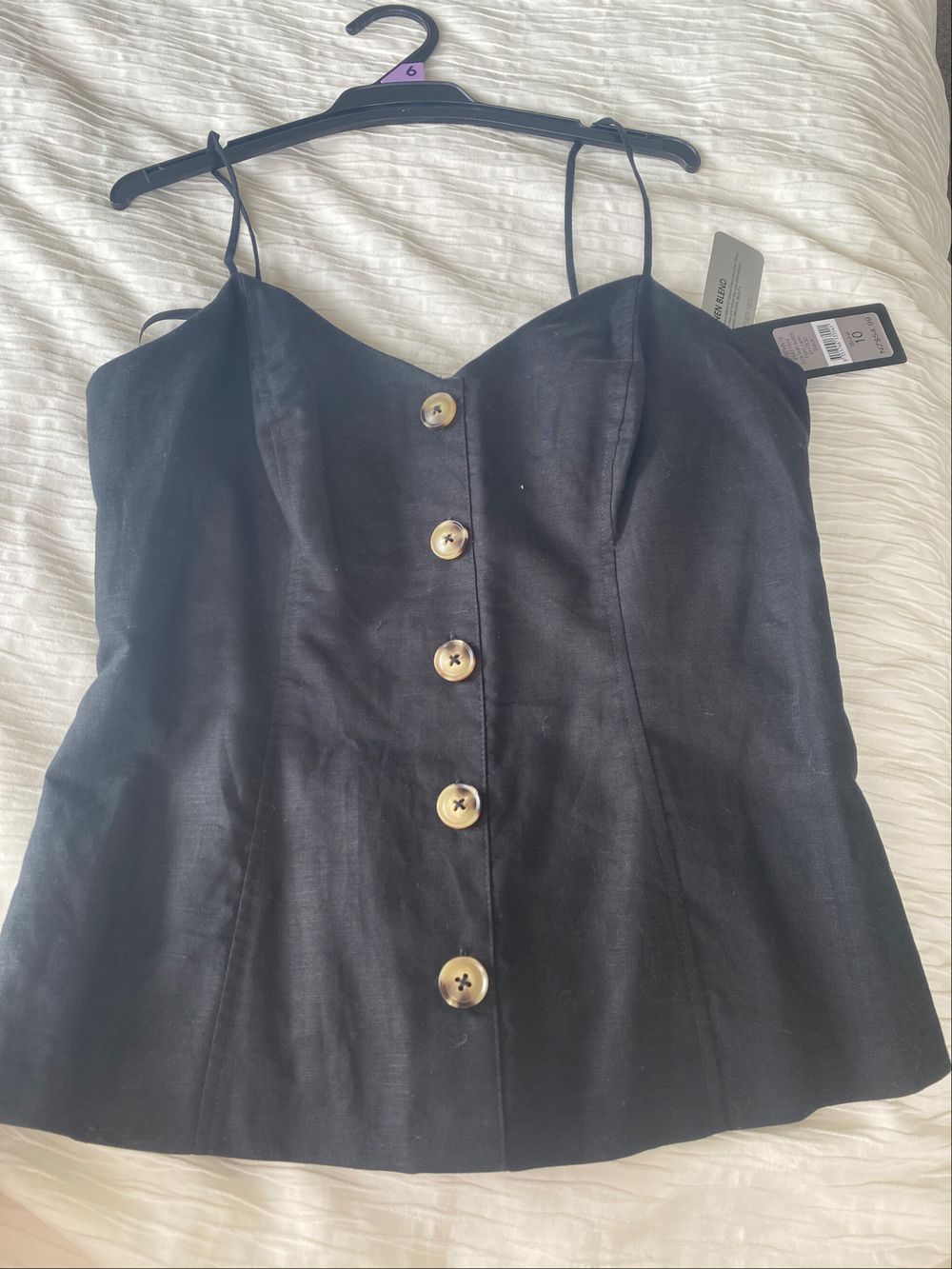 Black Cami Top With Buttons