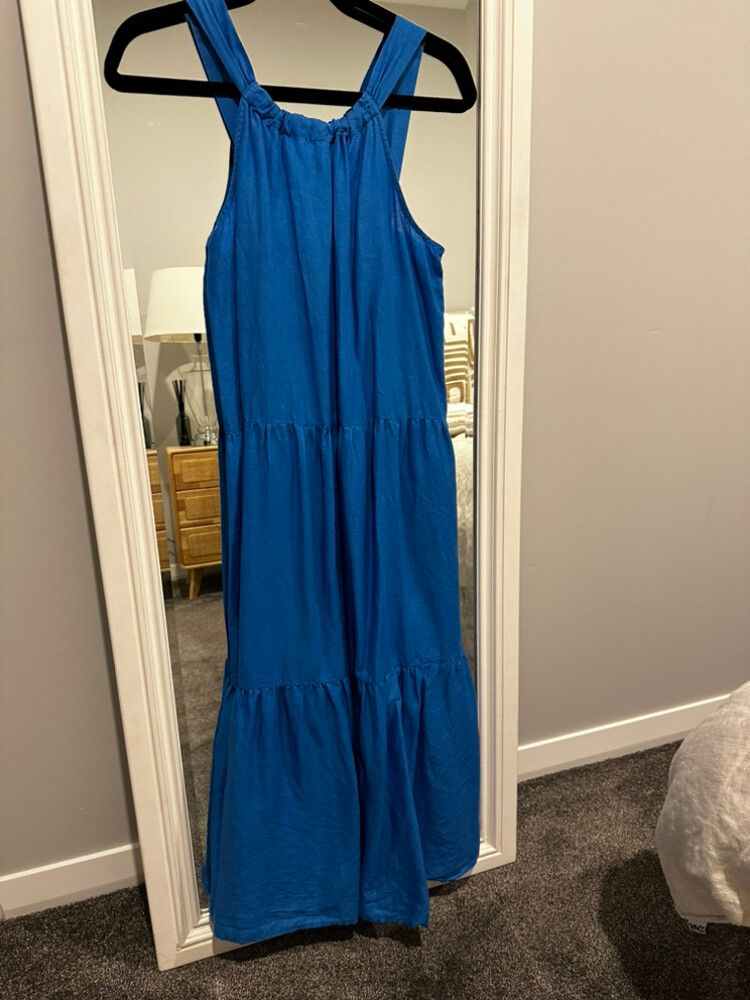Linen Royal Blue Midi Dress