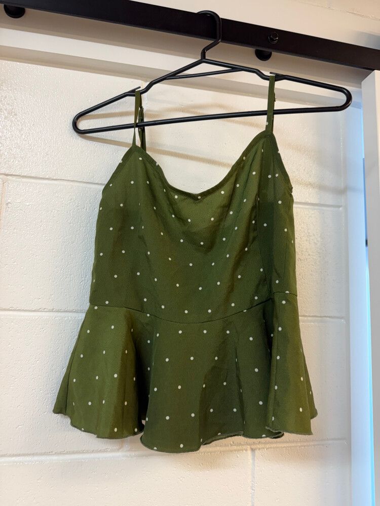 Ruby Resort Green Polka Dot Top