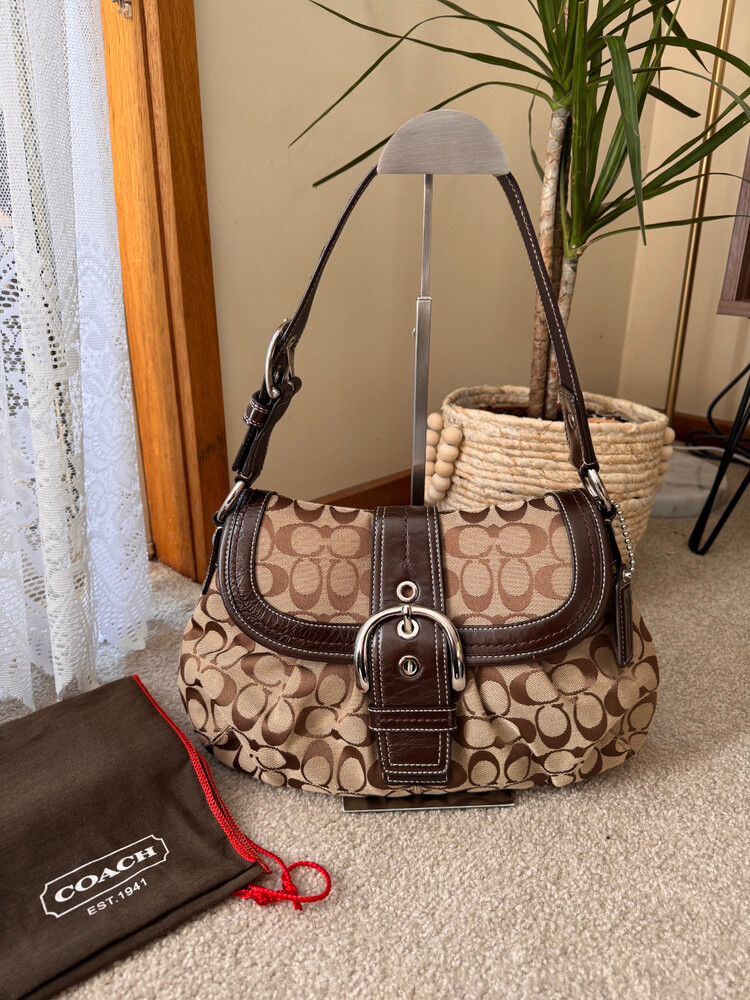 VINTAGE COACH SOHO MONOGRAM CANVAS SHOULDER BAG