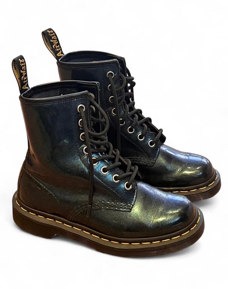 DR. MARTENS AIR WAIR 1460 UNISEX LEATHER BOOTS -METALLIC GREEN SIZE 36 RRP $320