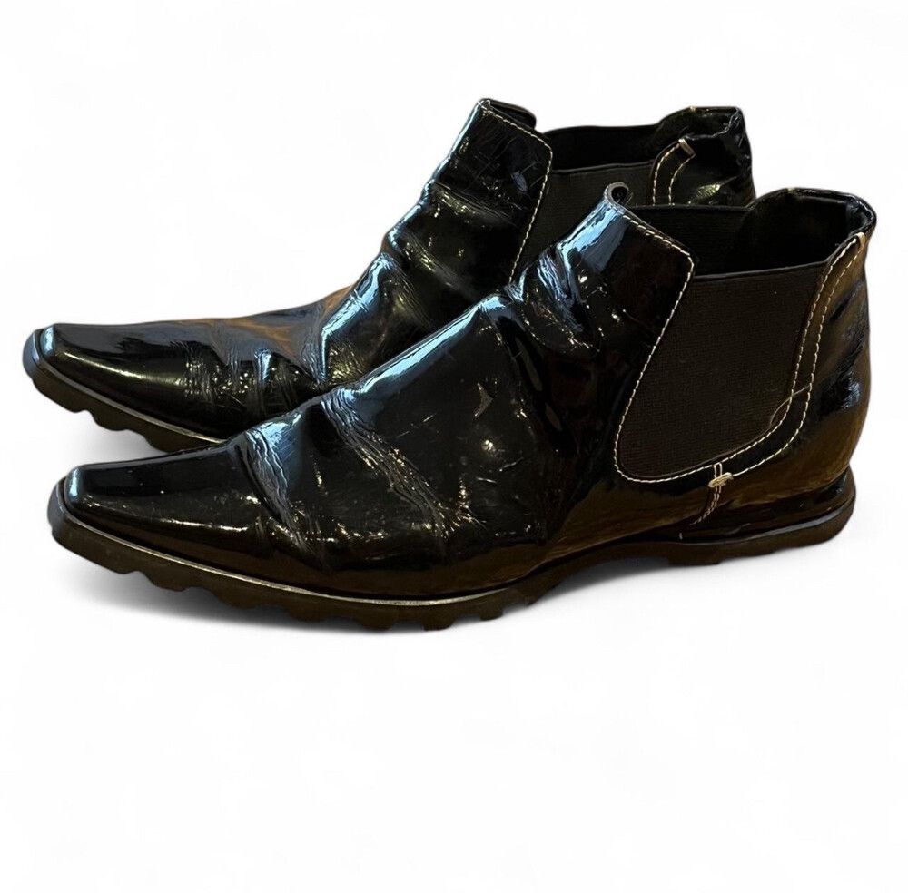 ERIC VAN HOF NEW YORK VINTAGE ITALIAN BLACK LEATHER ANKLE BOOTS SIZE 36
