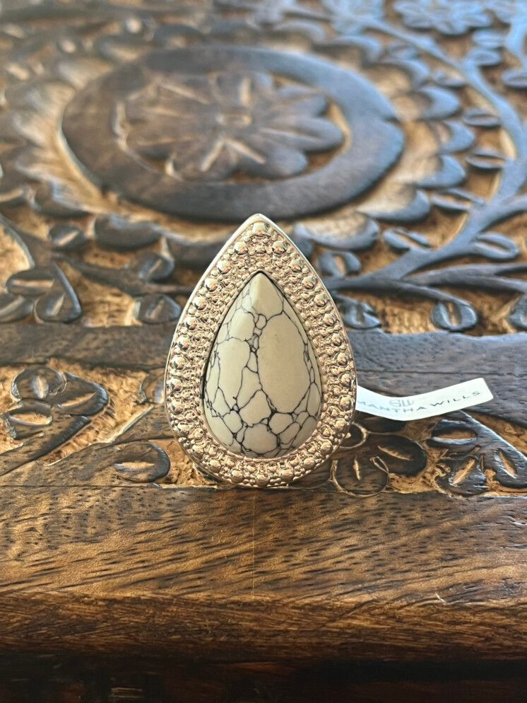 SAMANTHA WILLS MINI BOHEMIAN BARDOT RING IN SILVER WITH HOWLITE - SIZE 5.5-BNWT