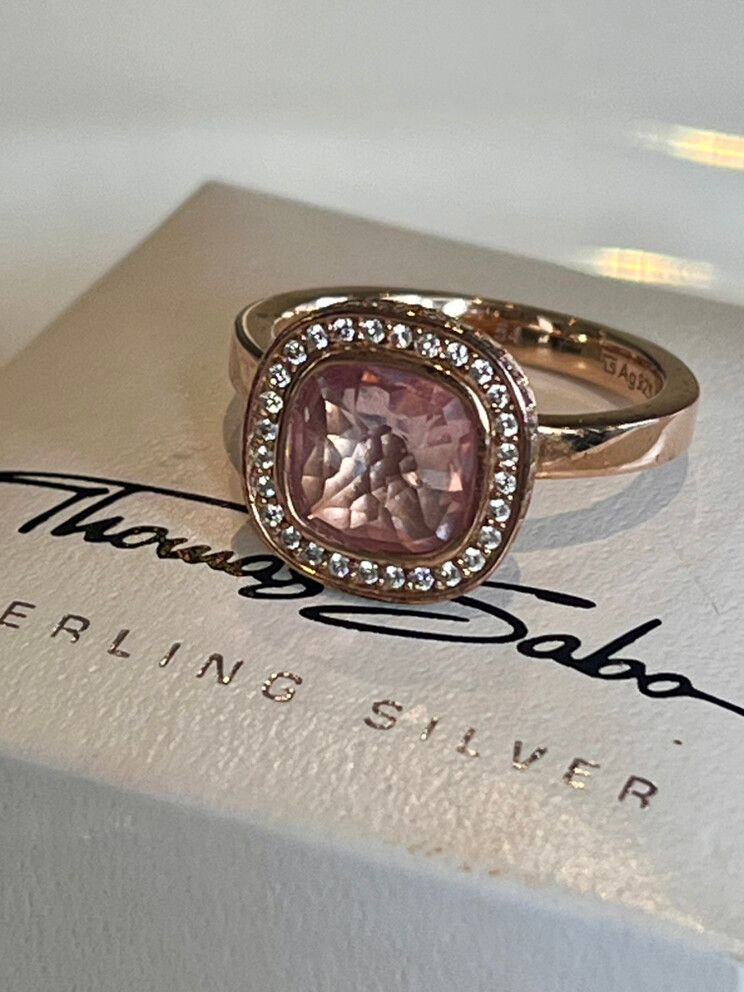 THOMAS SABO PINK COSMO RING 54-18K ROSE GOLD PLATED WITH PINK CZ - RRP $339